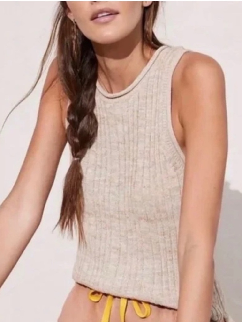 Anthropologie PILCRO Ribbed Cotton Silk Blend Knit Tank Top‎ Size XL